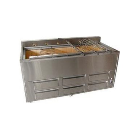 Churrasco à charbon - 12 grilles rotatives + 1 fixe - 3000x900x900mm